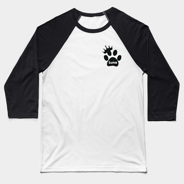 Luna cat name made of hand drawn paw prints Baseball T-Shirt by GULSENGUNEL